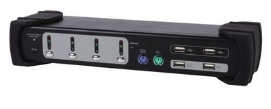 Equip 331544 KVM Switch Equip 4x USB/PS2 Dual Monitor schwarz mit Audio