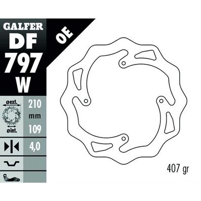 GALFER Wave Bremsscheibe DF797 Bremsscheibe DF797W starr Wave KBA DF797W