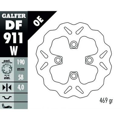 GALFER Wave Bremsscheibe DF911 Bremsscheibe DF911W starr Wave KBA DF911W