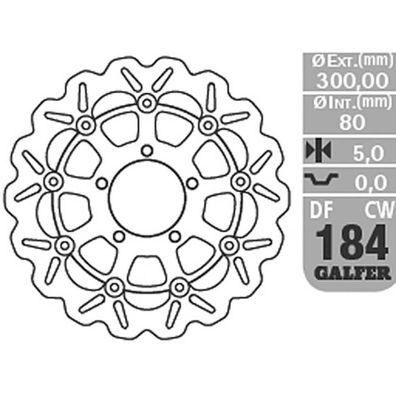 Galfer Wave Bremsscheibe DF184 DF184CW schwimmend vorn KBA DF184CW 8400160221840