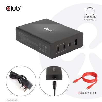 Club 3D CAC-1906 Club3D Reiseladegerät 3xUSB Typ C, 1xUSB Typ A, PD 132W retail