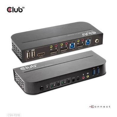 Club 3D CSV-7210 Club3D KVM Switch 4K60Hz 2x DP > HDMI oder DP/2xUSB/Audio