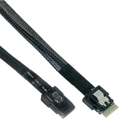 InLine® 27645B Slim SAS Kabel, SFF-8654 zu Mini SAS SFF-8087, 12Gb/s, 1m