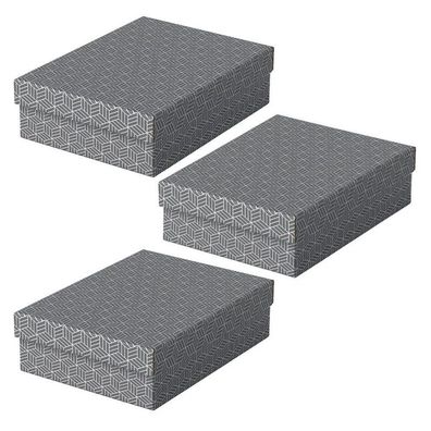 Esselte 628285 3er Home Aufbewahrungsboxen 8,0 l grau 26,5 x 36,0 x 10,0 cm