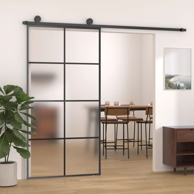 vidaXL Schiebetür Aluminium und ESG Glas 102,5x205 cm Schwarz