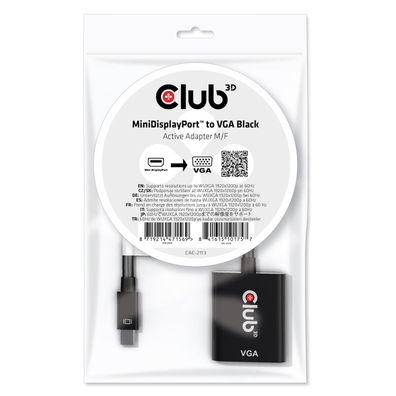 Club 3D CAC-2113 Club3D Adapter MiniDisplayport > VGA aktiv St/Bu schwarz Polybeutel