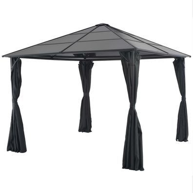 vidaXL Gartenpavillon mit Vorhang Aluminium 3×3 m Schwarz