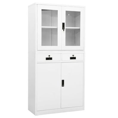 vidaXL Büroschrank Weiß 90x40x180 cm Stahl und Hartglas