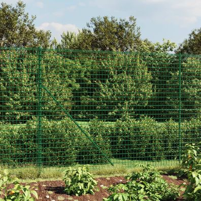 vidaXL Maschendrahtzaun mit Bodenhülsen Grün 2,2x25 m