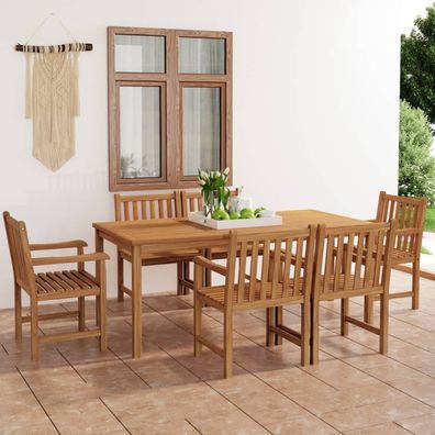 vidaXL 7-tlg. Garten-Essgruppe Massivholz Teak