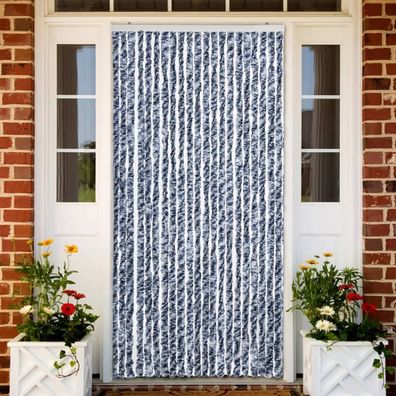 vidaXL Insektenschutz-Vorhang Blau und Weiß 90x200 cm Chenille