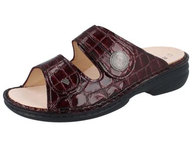 FINN Comfort Sansibar Damen Pantolette rot wine Crocco Lackleder