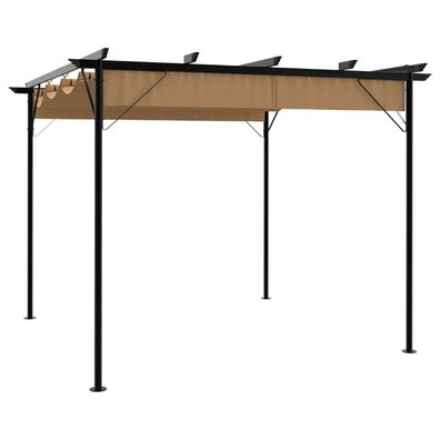 vidaXL Pergola mit Ausziehbarem Dach Taupe 3x3 m Stahl 180 g/m²