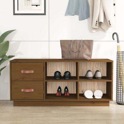 vidaXL Schuhbank Honigbraun 100x34x45 cm Massivholz Kiefer