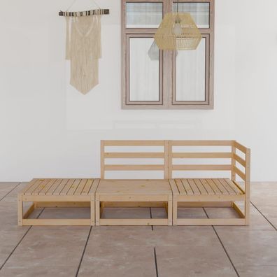 vidaXL 3-tlg. Garten-Lounge-Set Massivholz Kiefer