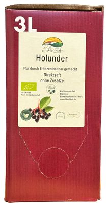 Bleichhof® Bio Holundersaft DE-ÖKO-006 - Direktsaft, vegan, Bag-in-Box (1x3l)