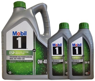 Mobil 1 ESP X4 0W 40 VW 511 00, Porsche C40 ACEA C3 Motoröl 1x5 Liter + 2x1 Lite