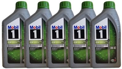 Mobil 1 ESP X4 0W 40 VW 511 00, Porsche C40 ACEA C3 Motoröl 5x1 Liter