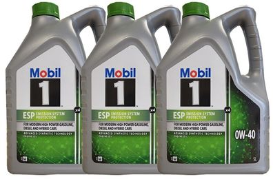 Mobil 1 ESP X4 0W 40 Porsche C40 ACEA C3 Motoröl 3 x 5 Liter