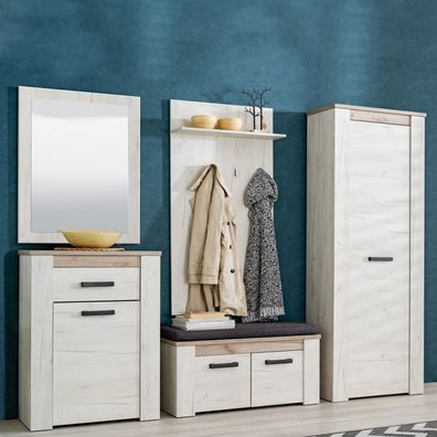 Garderobe Flurgarderobe Garderoben Set Flurmöbel Komplettset 5-tlg Holz Eiche