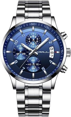 CRRJU Herren Edelstahl Chronograph Uhr - Business, wasserdicht, Kalender