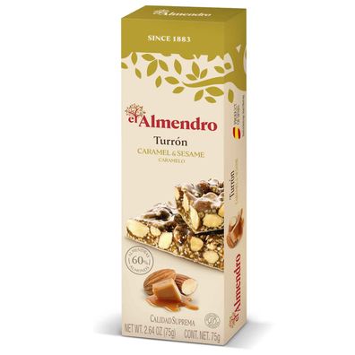 El Almendro Turron Caramel Sesame Mandeln weißer Sesam Karamell 75g