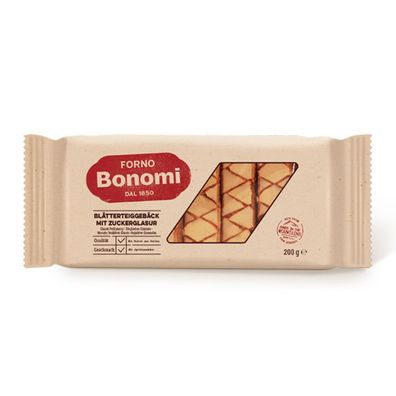 Forno Bonomi Blätterteiggebäck mit Zuckerglasur und Aprikose 200g
