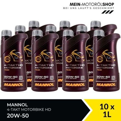 Mannol 4-Takt Motorbike HD 20W-50 10x1 Liter