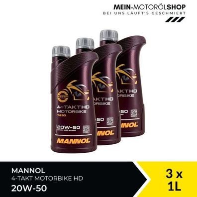 Mannol 4-Takt Motorbike HD 20W-50 3x1 Liter