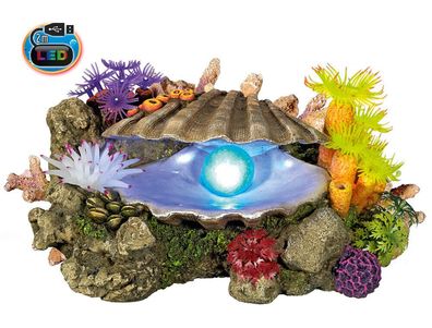 Nobby Aqua Ornaments "MUSCHEL" mit Pflanzen mit LED21,3 x 14,7 x 10,7 cm