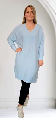 42 44 46 Just Woman Oversize Strickkleid langarm mit Kaschmir Hellblau