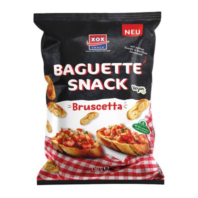 XOX Baguette köstlicher und knuspriger Brotsnack Bruscetta aus 150g