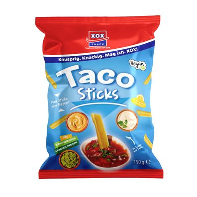 XOX Taco Sticks zum dippen mit vollem Maisgeschmack Salz 150g