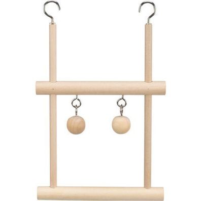 Trixie Trapezschaukel doppelt mit Holzkugeln Holz 12 × 20 cm Vogel Wellensittich