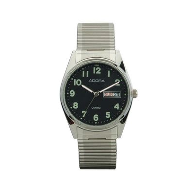 Adora Herren Armbanduhr Ø 33mm Edelstahl silbern Zugband Datum