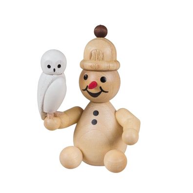 Schneemann Junior „mit Schneeeule sitzend