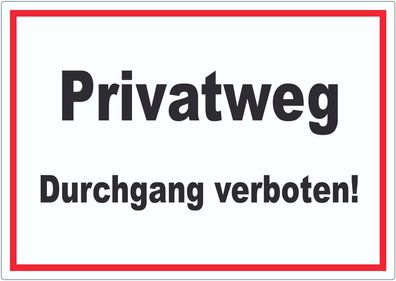 Privatweg Durchgang verboten Text Aufkleber