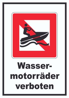 Jetski fahren verboten Symbol und Text