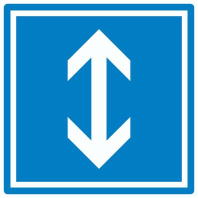 Richtungspfeil hoch runter Aufkleber Quadrat weiss blau Pfeil