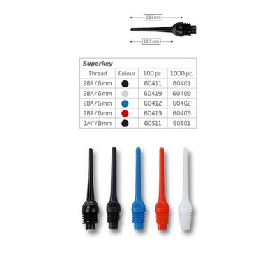 BULL'S Super Key Tips 6mm(2BA)& 8mm(1/4BSF), long/schw. / Inhalt 1 Stück