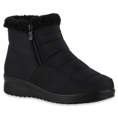 VAN HILL Damen Warm Gefüttert Winter Boots Bequem Kunstfell Gesteppt Schuhe 841408