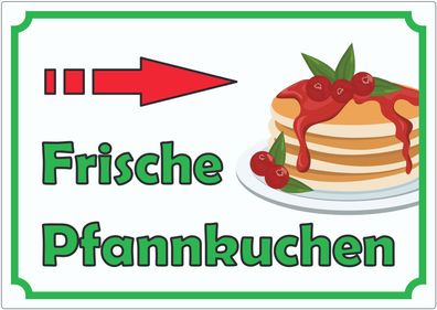 Frische Pfannkuchen Aufkleber mit Pfeil rechts