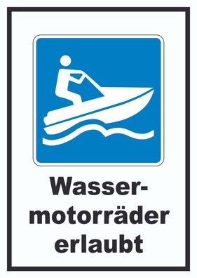 Jetski fahren erlaubt Symbol und Text