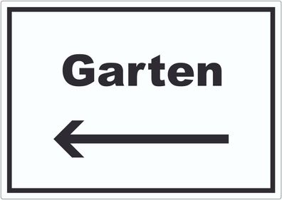 Garten Aufkleber mit Text und Richtungspfeil links Blumen Rasen waagerecht