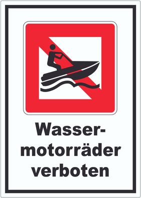 Jetski fahren verboten Symbol und Text Aufkleber