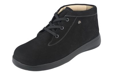 FINN Comfort Spa Damen Halbschuhe Schnürschuhe knöchelhoch schwarz Nubukleder