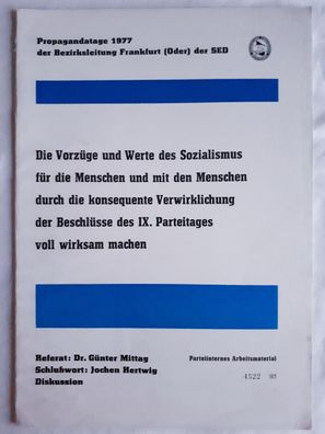 DDR Propagandistische Hauptveranstaltung 11.4.1977 Frankfurt/Oder