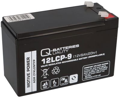 Q-Batteries 12LCP-9 / 12V - 9Ah Blei Akku Zyklentyp AGM - Deep Cycle VRLA