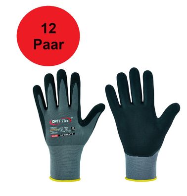 12x Arbeitshandschuhe Optiflex Optimate Montagehandschuhe schwarz-grau Nitril 9-10