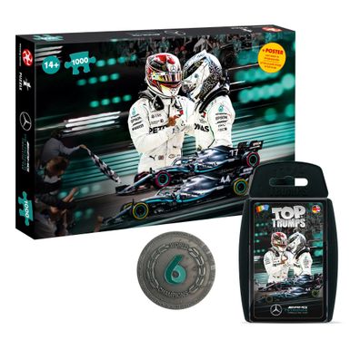 Mercedes Spielepaket: Puzzle + Top Trumps + Sammler-Münze für Formel 1 Fans